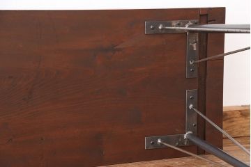 アンティーク家具　☆アンテイーク　古い木の鉄脚テーブル?(作業台)