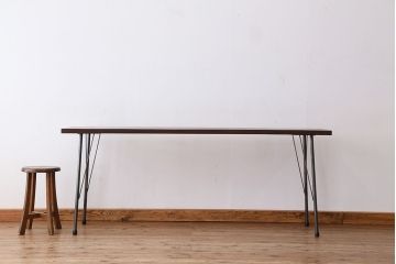 アンティーク家具　☆アンテイーク　古い木の鉄脚テーブル?(作業台)