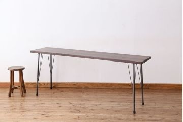 アンティーク家具　☆アンテイーク　古い木の鉄脚テーブル?(作業台)