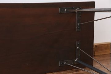 アンティーク家具　☆アンテイーク　古い木の鉄脚テーブル?(作業台)