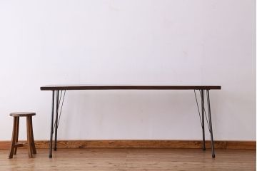 アンティーク家具　☆アンテイーク　古い木の鉄脚テーブル?(作業台)