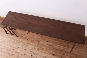 アンティーク家具　☆アンテイーク　古い木の鉄脚テーブル?(作業台)
