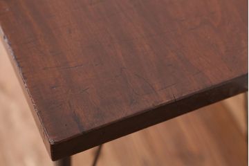 アンティーク家具　☆アンテイーク　古い木の鉄脚テーブル?(作業台)