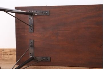 アンティーク家具　☆アンテイーク　古い木の鉄脚テーブル?(作業台)