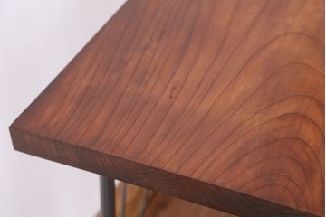 アンティーク家具　☆アンテイーク　古い木の鉄脚テーブル(ケヤキ一枚板)