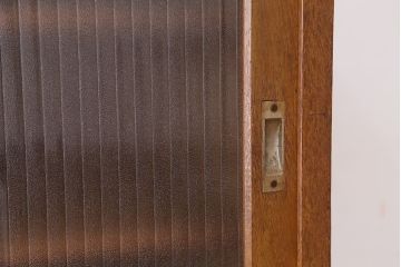 アンティーク家具　アンティーク　古いナラ材の銀モールガラス収納棚