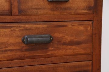アンティーク家具　アンティーク　素敵なデザイン!古いお家のモールガラス二段重ねチェスト(収納棚)