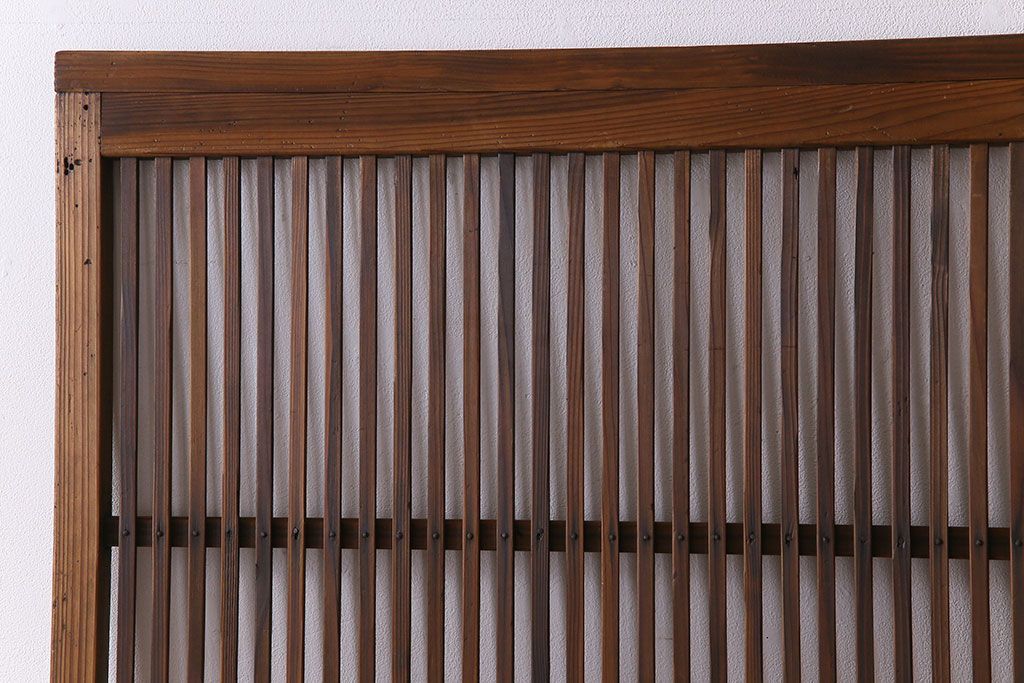 和製アンティーク　ジャンク品　クリアガラス帯の格子戸2枚セット