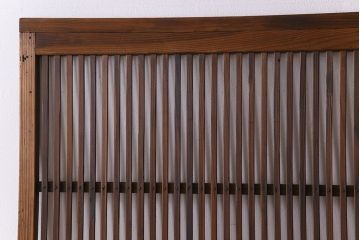 和製アンティーク　ジャンク品　クリアガラス帯の格子戸2枚セット