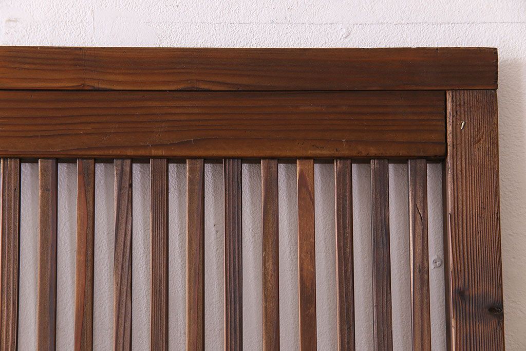 和製アンティーク　ジャンク品　クリアガラス帯の格子戸2枚セット