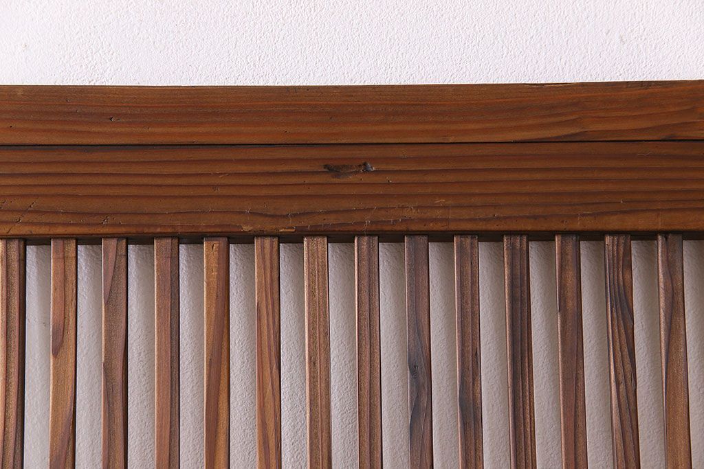 和製アンティーク　ジャンク品　クリアガラス帯の格子戸2枚セット