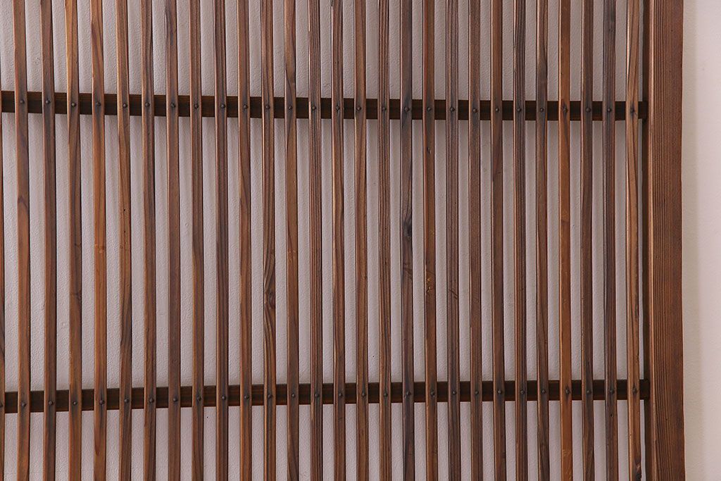 和製アンティーク　ジャンク品　クリアガラス帯の格子戸2枚セット