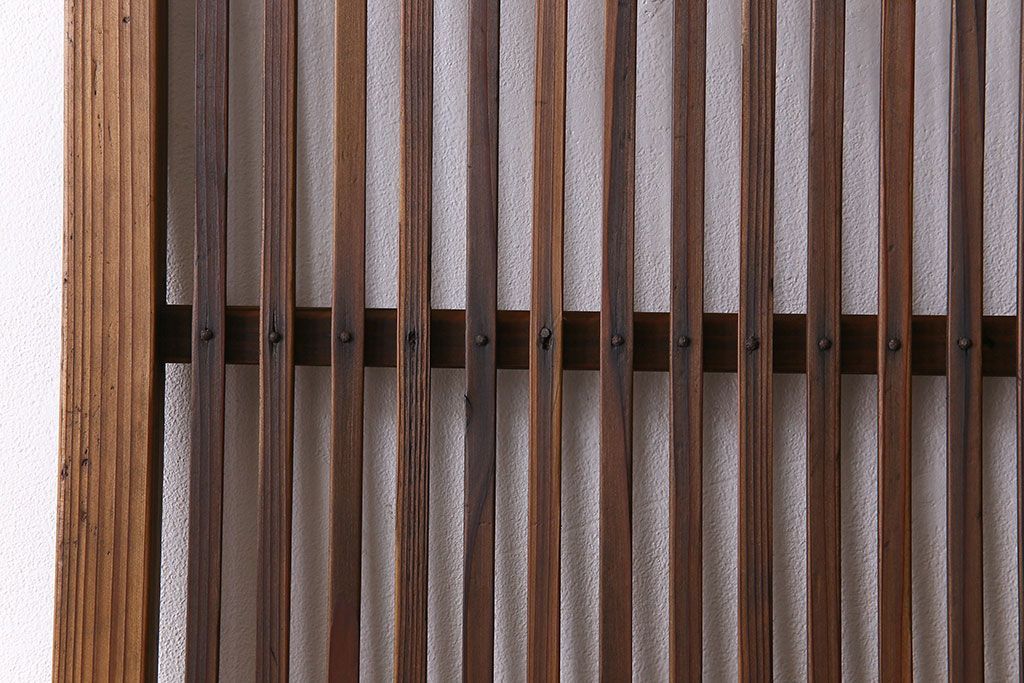 和製アンティーク　ジャンク品　クリアガラス帯の格子戸2枚セット