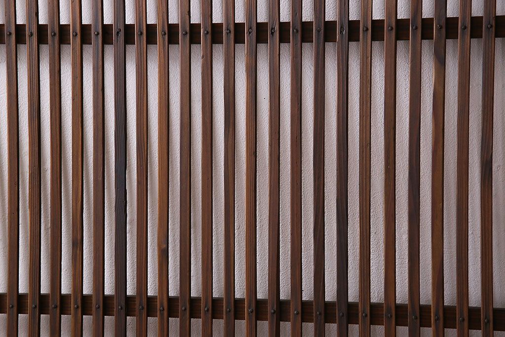 和製アンティーク　ジャンク品　クリアガラス帯の格子戸2枚セット