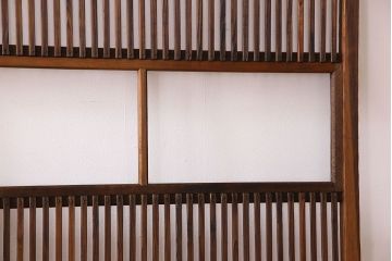 和製アンティーク　ジャンク品　クリアガラス帯の格子戸2枚セット