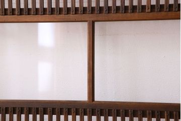 和製アンティーク　ジャンク品　クリアガラス帯の格子戸2枚セット