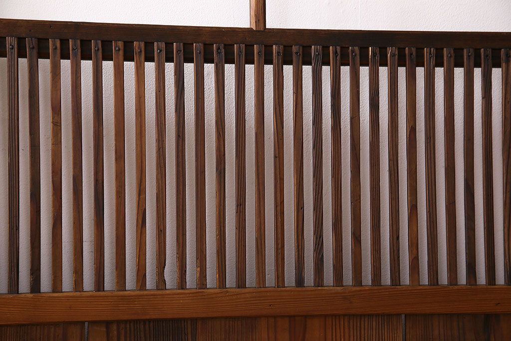 和製アンティーク　ジャンク品　クリアガラス帯の格子戸2枚セット