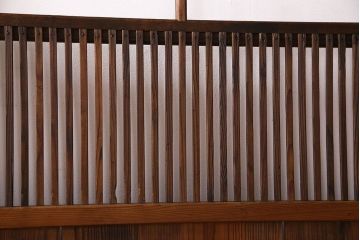 和製アンティーク　ジャンク品　クリアガラス帯の格子戸2枚セット