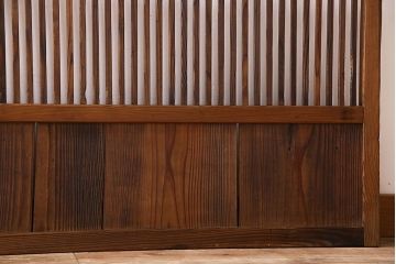 和製アンティーク　ジャンク品　クリアガラス帯の格子戸2枚セット