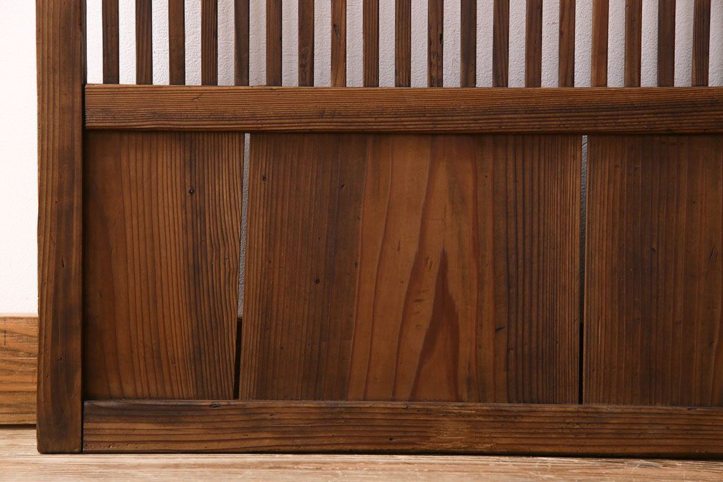 和製アンティーク　ジャンク品　クリアガラス帯の格子戸2枚セット