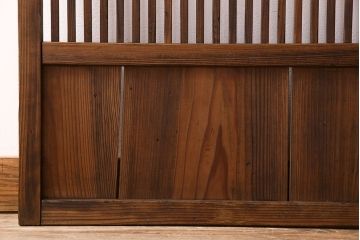 和製アンティーク　ジャンク品　クリアガラス帯の格子戸2枚セット