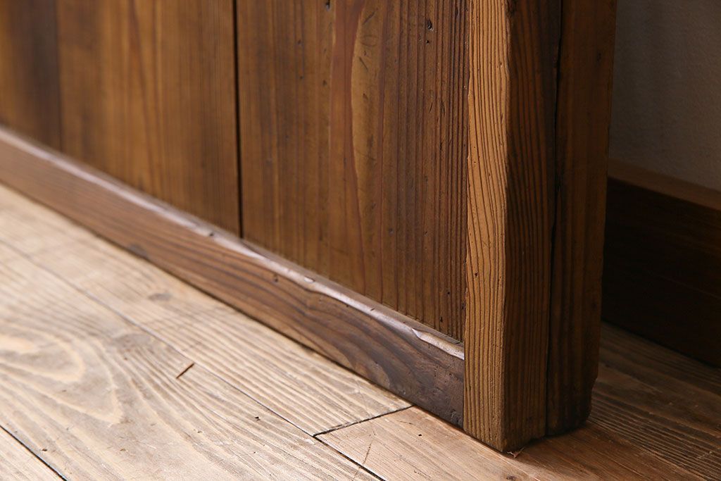 和製アンティーク　ジャンク品　クリアガラス帯の格子戸2枚セット