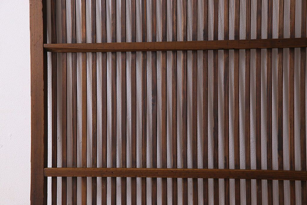 和製アンティーク　ジャンク品　クリアガラス帯の格子戸2枚セット