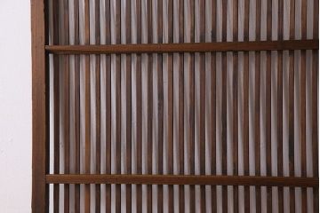 和製アンティーク　ジャンク品　クリアガラス帯の格子戸2枚セット