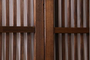 和製アンティーク　ジャンク品　クリアガラス帯の格子戸2枚セット