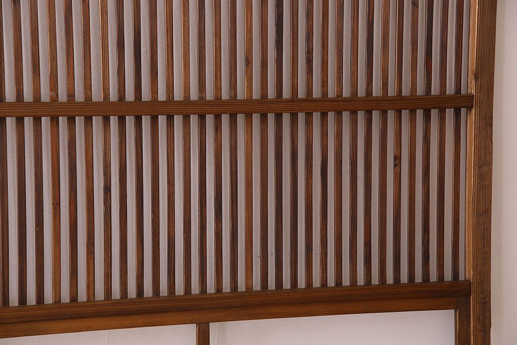 和製アンティーク　ジャンク品　クリアガラス帯の格子戸2枚セット