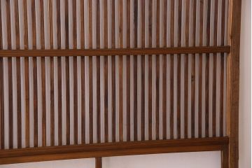 和製アンティーク　ジャンク品　クリアガラス帯の格子戸2枚セット