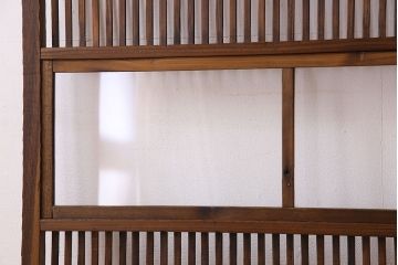 和製アンティーク　ジャンク品　クリアガラス帯の格子戸2枚セット