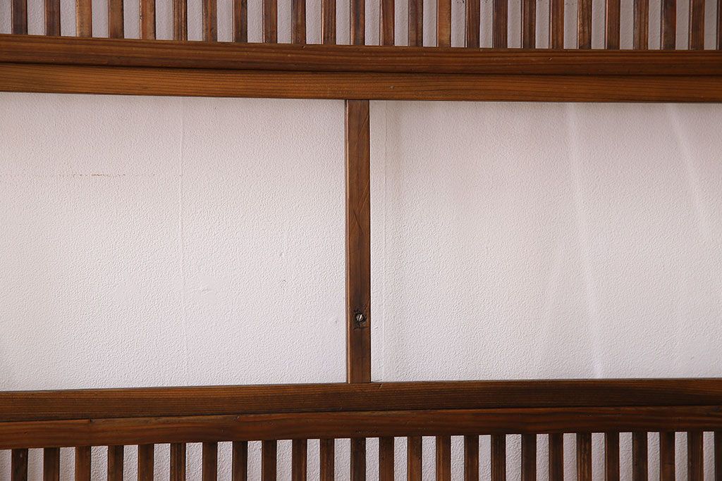 和製アンティーク　ジャンク品　クリアガラス帯の格子戸2枚セット