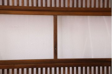 和製アンティーク　ジャンク品　クリアガラス帯の格子戸2枚セット