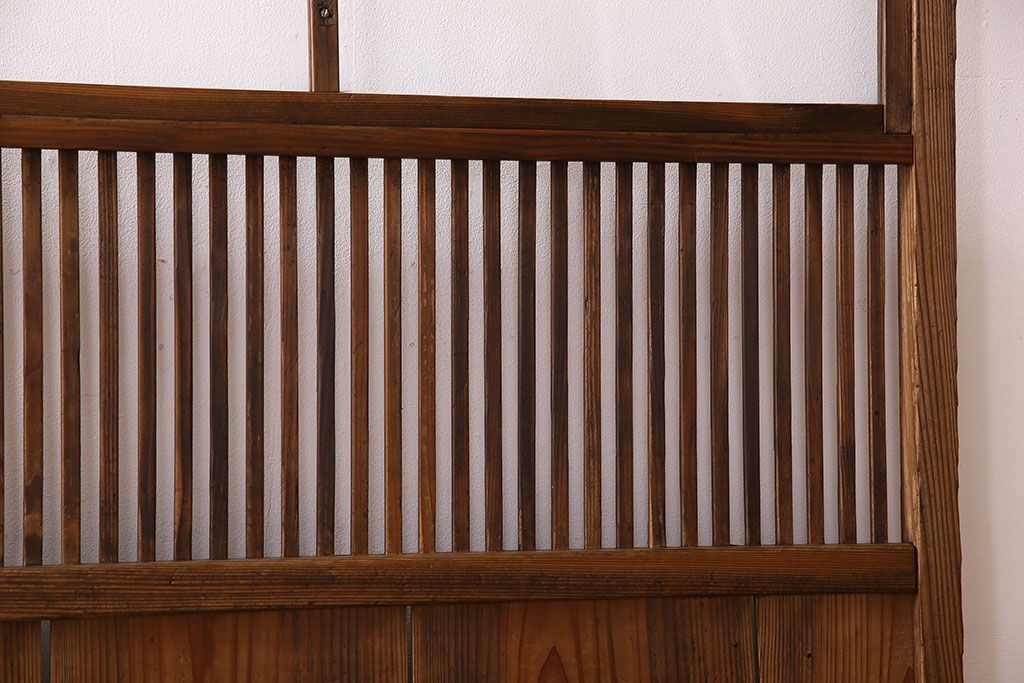 和製アンティーク　ジャンク品　クリアガラス帯の格子戸2枚セット