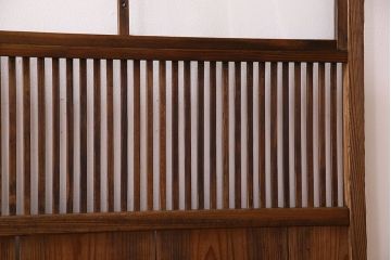 和製アンティーク　ジャンク品　クリアガラス帯の格子戸2枚セット
