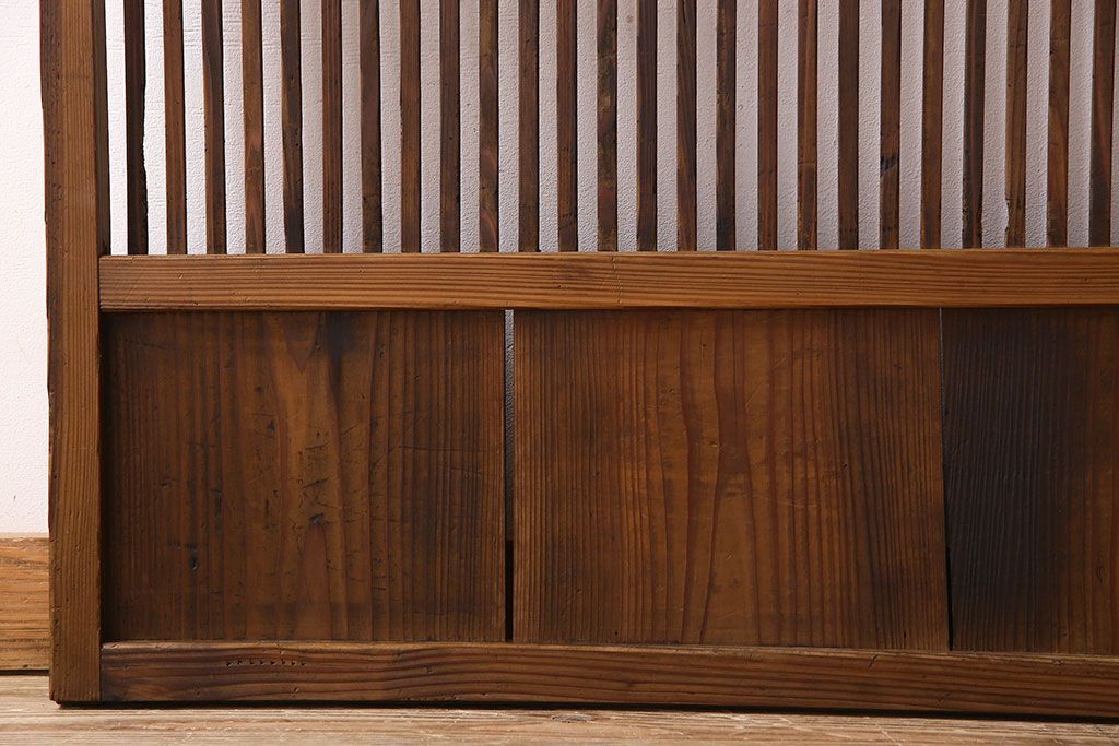 和製アンティーク　ジャンク品　クリアガラス帯の格子戸2枚セット