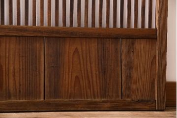 和製アンティーク　ジャンク品　クリアガラス帯の格子戸2枚セット