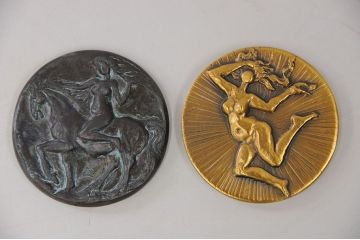 アンティーク雑貨　○木内克ブロンズレリーフ3点セット(彫刻家)