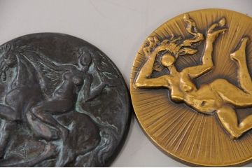 アンティーク雑貨　○木内克ブロンズレリーフ3点セット(彫刻家)