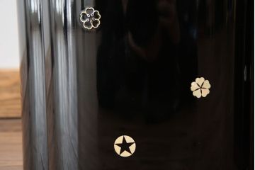 アンティーク雑貨　螺細工の漆火鉢一対(手あぶり・茶道具)