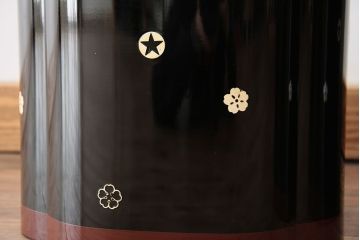 アンティーク雑貨　螺細工の漆火鉢一対(手あぶり・茶道具)