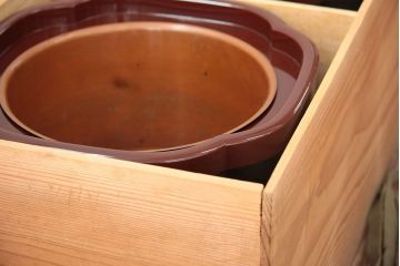 アンティーク雑貨　螺細工の漆火鉢一対(手あぶり・茶道具)