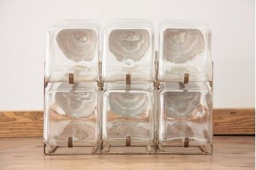 アンティーク雑貨　昭和レトロ　古い駄菓子屋の6連ガラス瓶(ビン)