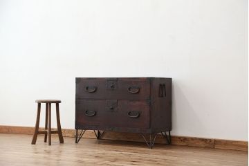 アンティーク家具　古民具・骨董　時代箪笥鉄脚ローボード(ローチェスト)