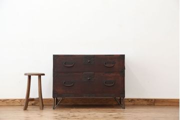 アンティーク家具　古民具・骨董　時代箪笥鉄脚ローボード(ローチェスト)