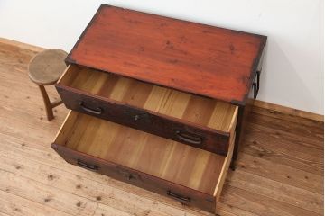 アンティーク家具　古民具・骨董　時代箪笥鉄脚ローボード(ローチェスト)