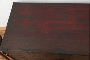 アンティーク家具　古民具・骨董　時代箪笥鉄脚観音開きローボード(ローチェスト)