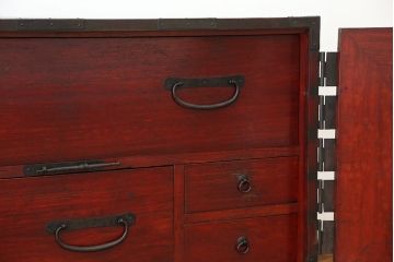 アンティーク家具　古民具・骨董　時代箪笥鉄脚観音開きローボード(ローチェスト)