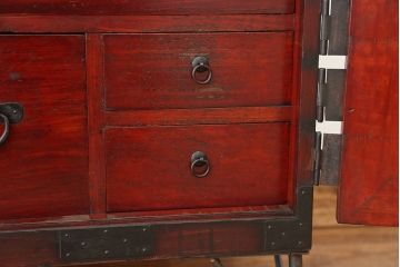 アンティーク家具　古民具・骨董　時代箪笥鉄脚観音開きローボード(ローチェスト)